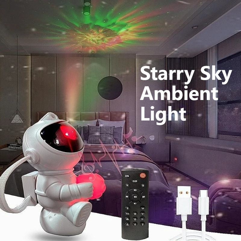 Atmosfera romântica luz astronauta lâmpada de projeção astronauta céu estrelado luz quarto lâmpada mesa cabeceira luz da noite melhor presente