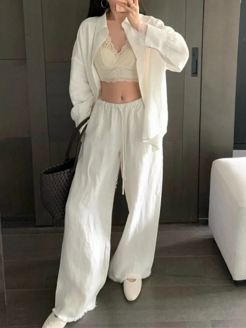 에일리언 키티 오피스룩 시크 세트 여성 우아한 데일리 슬림 솔리드 셔츠 2025 머메이드 스커트 워크웨어 신상 여름 스트레이트 팬츠