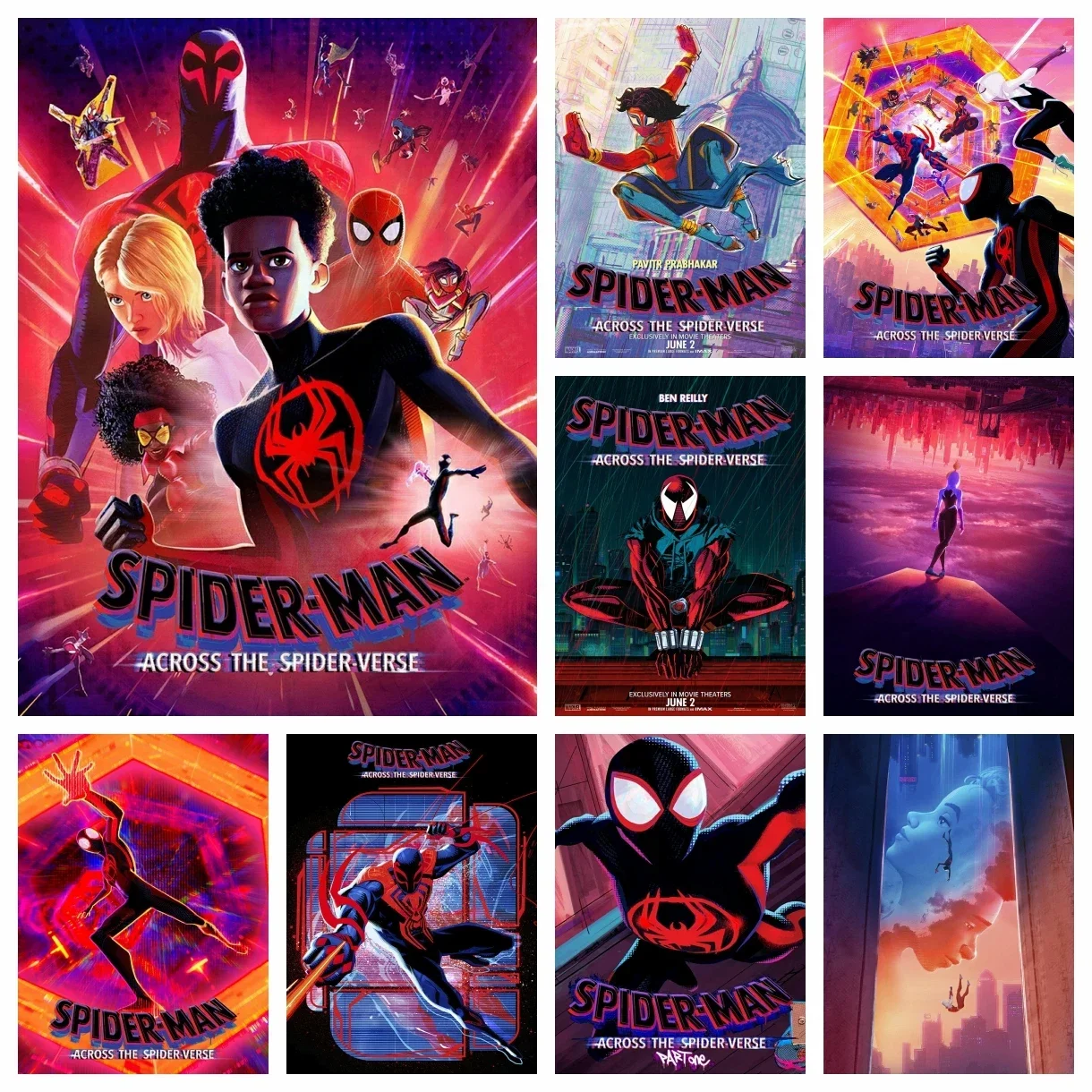 Kit de pintura de diamante 5D DIY Spider-Man a través del Spider-Verse, bordado, mosaico, punto de cruz, decoración del hogar, manualidades de regalo para niños