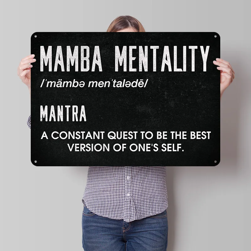 Mamba Mentality 3D Texture Metal Poster Customized Wall Art Tin Sign Gift for Mancave Luxury Decoration Home Decor Ornaments