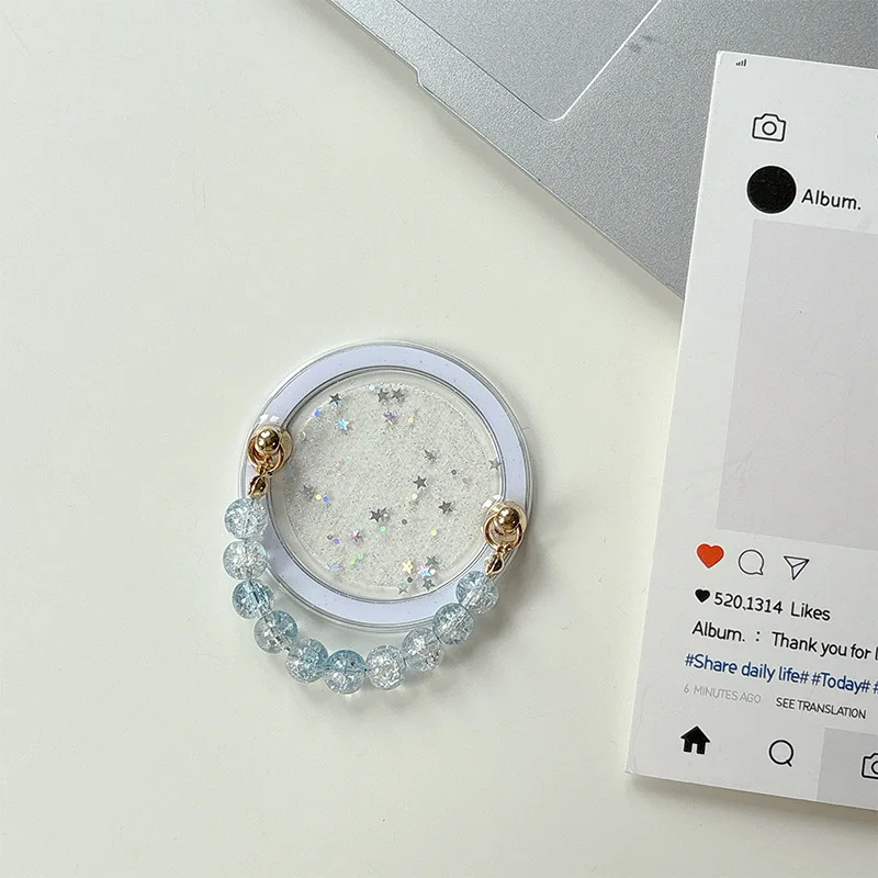 حامل هاتف مغناطيسي بسلسلة شفافة لامعة مع حلقة لملحقات Magsafe Universal Smart Tok Lazy Bracket