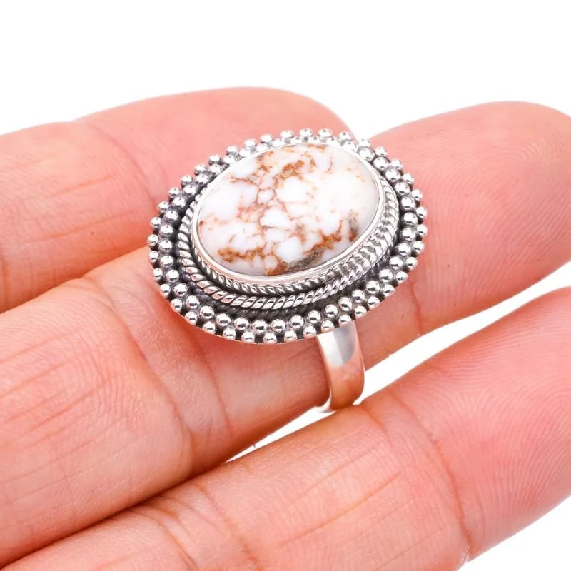 

StarGems® Natural Penut Wood Jasper Handmade 925 Sterling Silver Ring 8.5 F3088