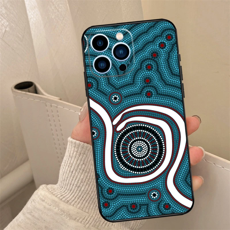 Aboriginal Art Print Phone Case For iPhone 16 15 14 13 12 11 Pro Max XS X XR 7 8 Plus 12 13 Mini Back Cover