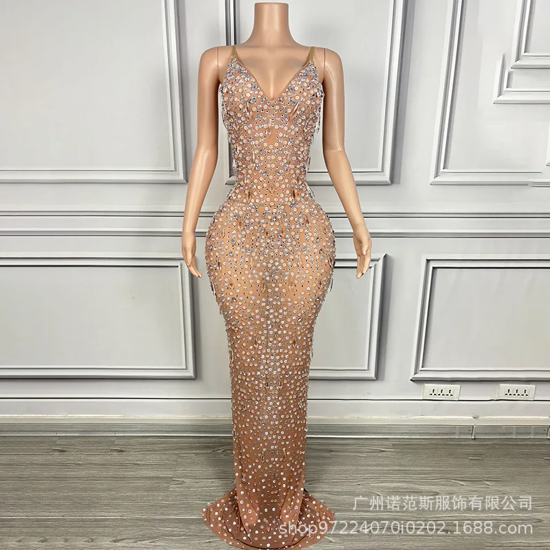 2026 Sling Fine Diamond Mesh Evening Wear Company Annual Meeting Event Dinner Host Master Of Ceremonies Dance Clothes Live House