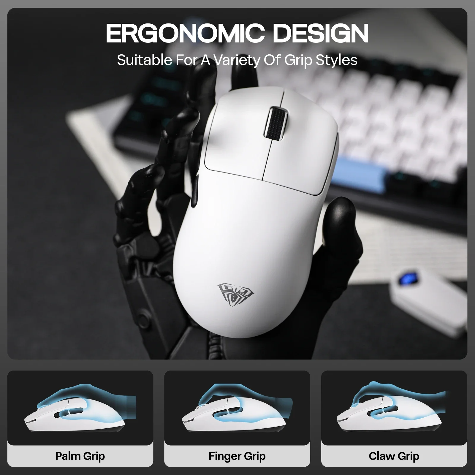 Custom EPOMAKER AULA SC800 Wired BT 2.4G Wireless Lightweight Gaming Mouse PAW3395 26000 DPI 250mAh Battery for PC Gift