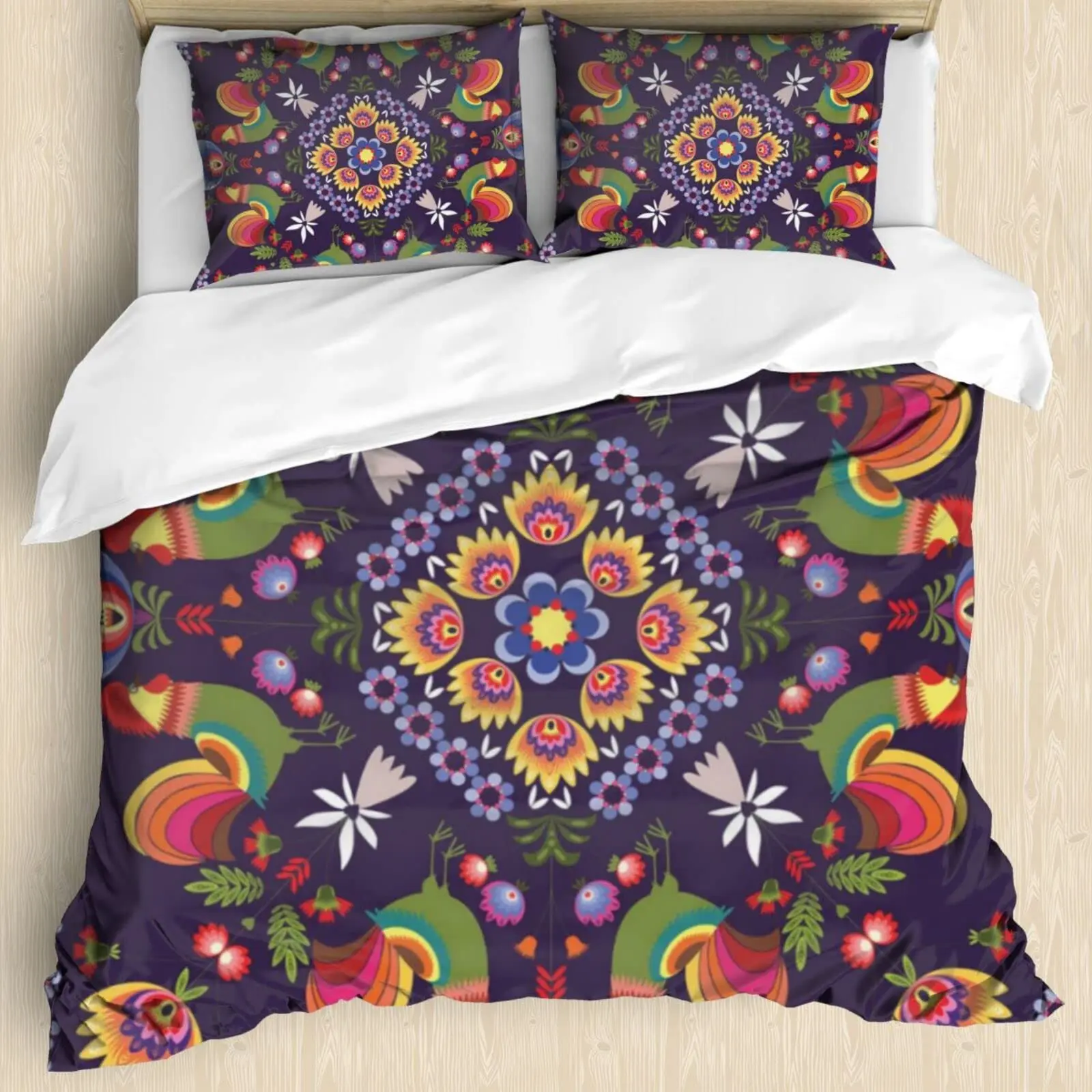 

Rooster Comforter Cover King Full Size for Boys Girls, Rustic Rooster Bedding Set Duvet Cover Vintage Bedding Collection 3Pcs