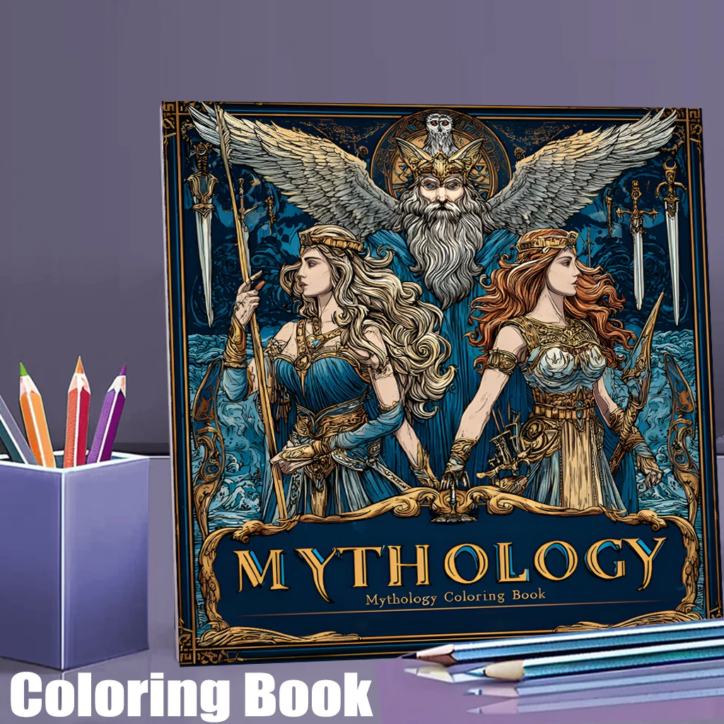 28 Pages Original Mythology Style Coloring Book for Adult | Colouring Book, Drawing Supplies for Christmas, Thanksgiving