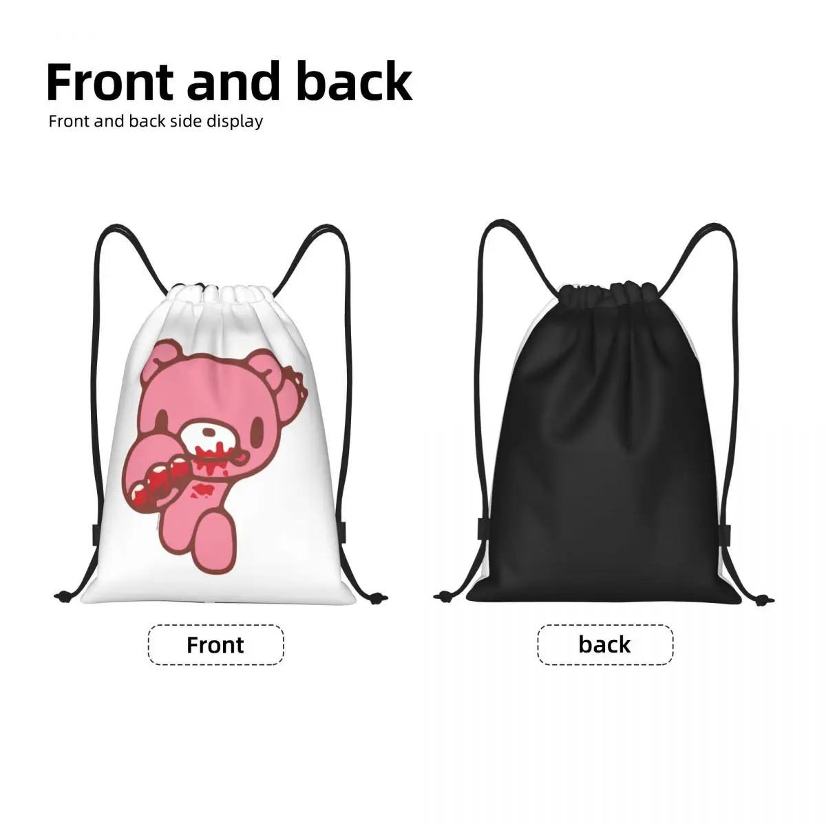 Manga Animation Gloomy Bear Drawstring Backpack Sports Gym Bag for Women Men Training Sackpack