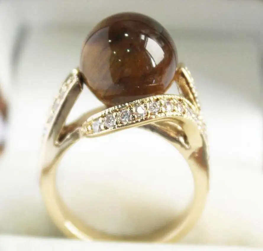 

beautiful new jewelry with crystal decorated &12mm brown jade bread ring(#7.8.9)