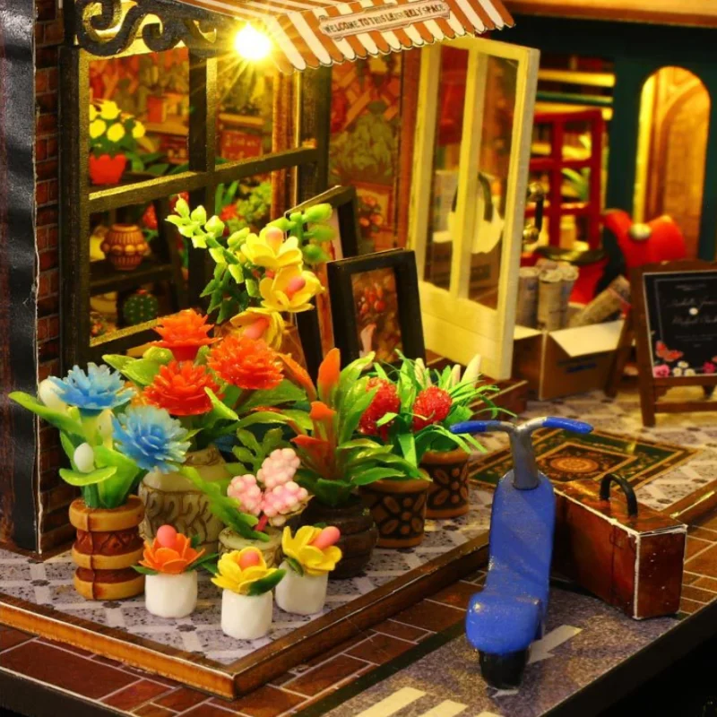 Suporte para livros OUZEY Seaside Village, faça você mesmo de madeira 3D com luzes, decoração náutica para adolescentes