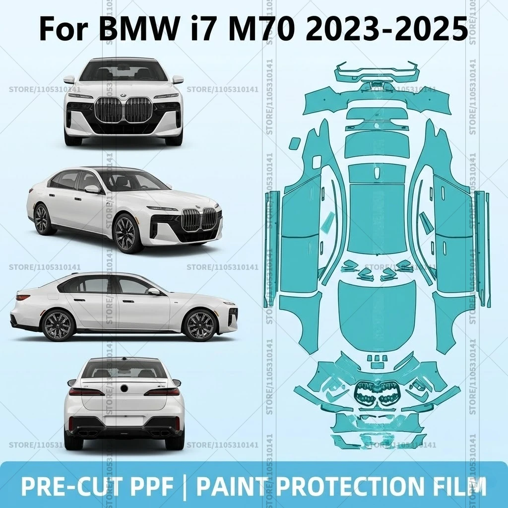

Для BMW i7 M70 2023-2025: Предварительно вырезанная прозрачная защитная пленка PPF для автомобиля, профессиональная автомобильная пленка PPF для всего кузова