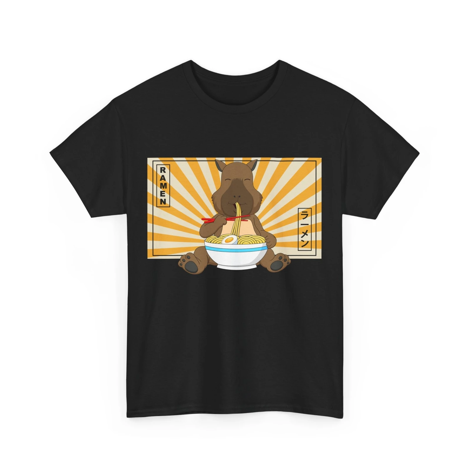 Capybara Kawaii Shirt, Ramen Capybara Rodents Lovers Women Men T-Shirt