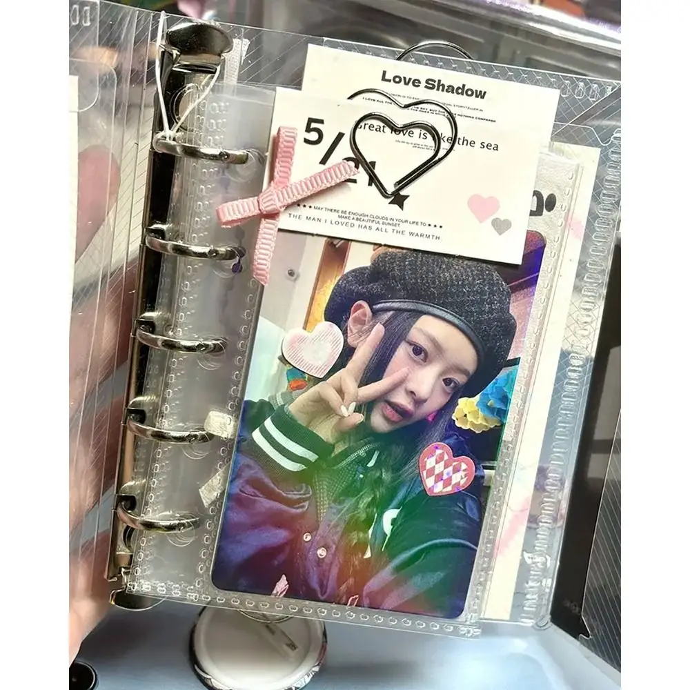 

1Pcs New Diagonal Loose Leaf Notebook Cover Three Fold Mini M5 A7 A6 PP Sticker Small Card Photo Storage Ledger