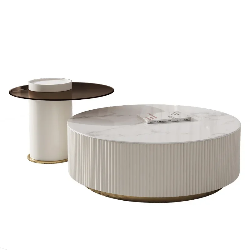 

Stone Plate Coffee Table Living Room Home Small Apartment Modern Minimalist round Tea Table Size round Combination