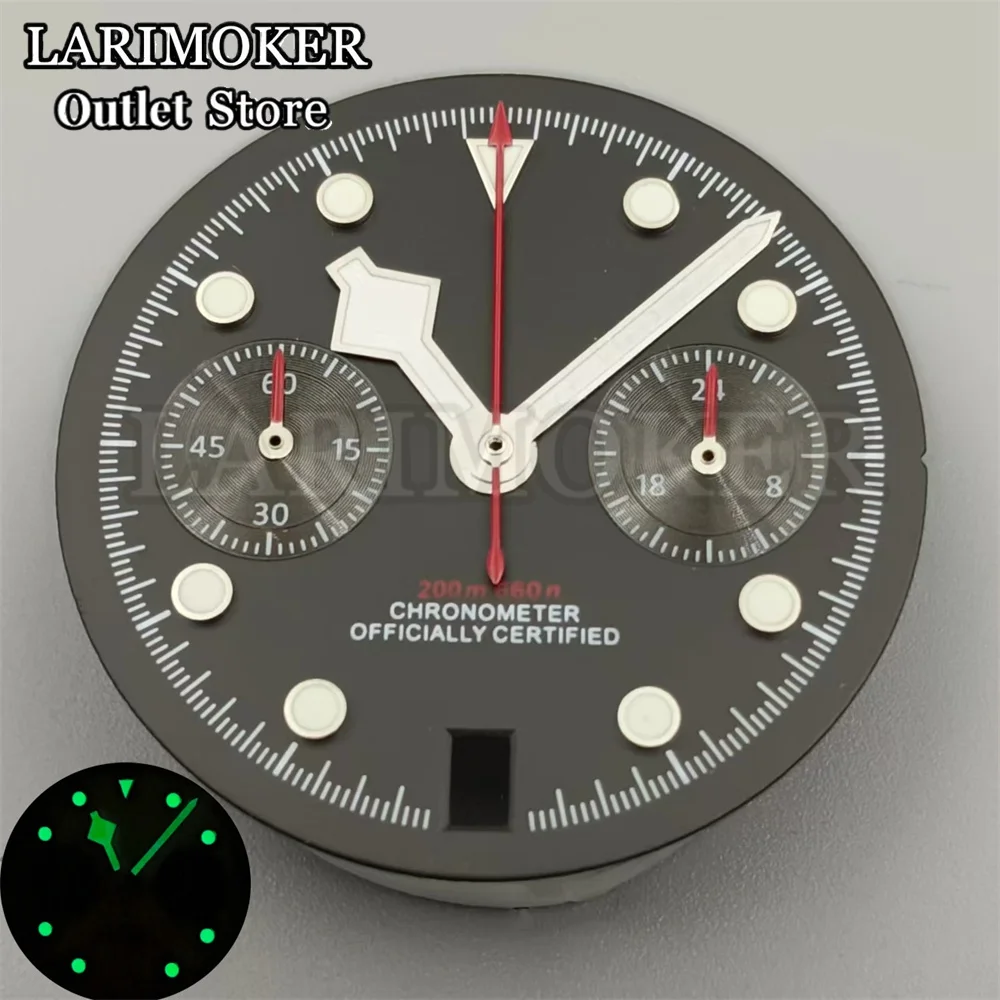 LARIMOKE 30mm VK64 hands Dial Black Blue Pink White Green Dial Fit VK64 Quartz Movement Watch 6 o \'clock date window