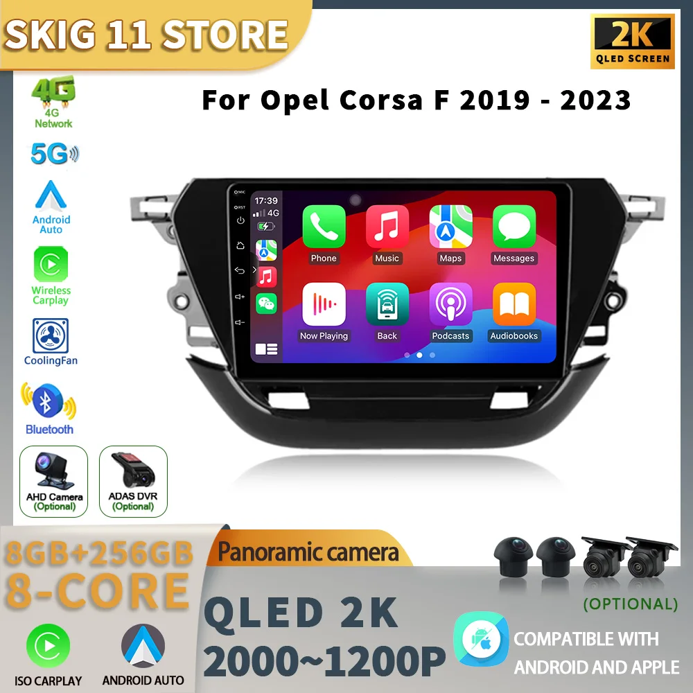 

For Opel Corsa F 2019 - 2023 Car Android 13 Head Unit Radio Multimedia Navigation GPS Carplay Stereo Video Player 4G Rear Camera