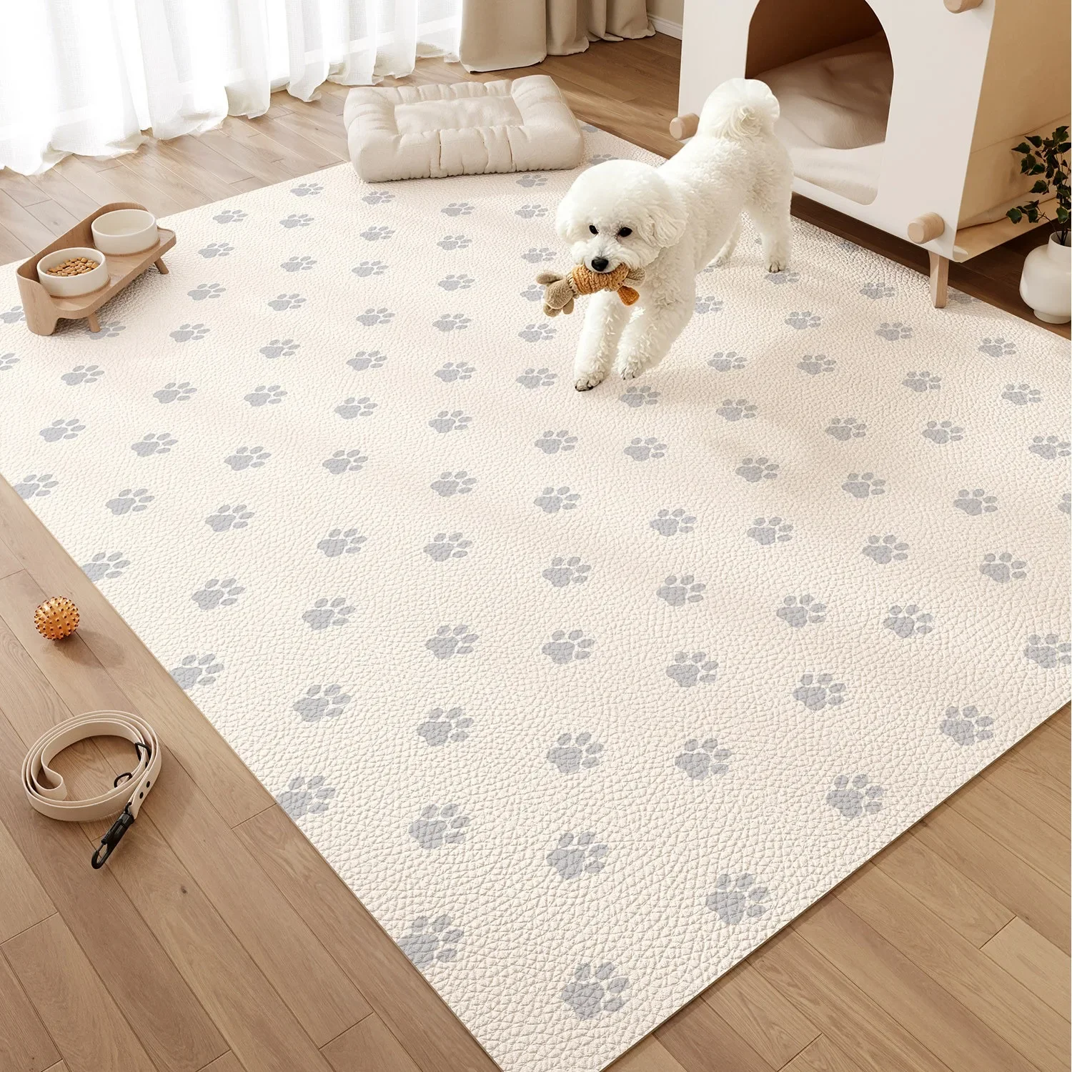 Waterproof Urine-proof Pet Floor Mat Scrubable Easy Clean Rugs for Cat Dog Enclosure Carpet Large Area PVC Leather Washable Rug