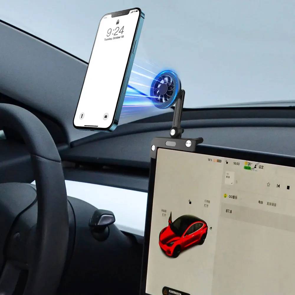 Foldable Hidden Tesla Phone MagSafe Holder for Tesla Model 3 Model Y Tesla Phone Mount Strongest Magnet Power