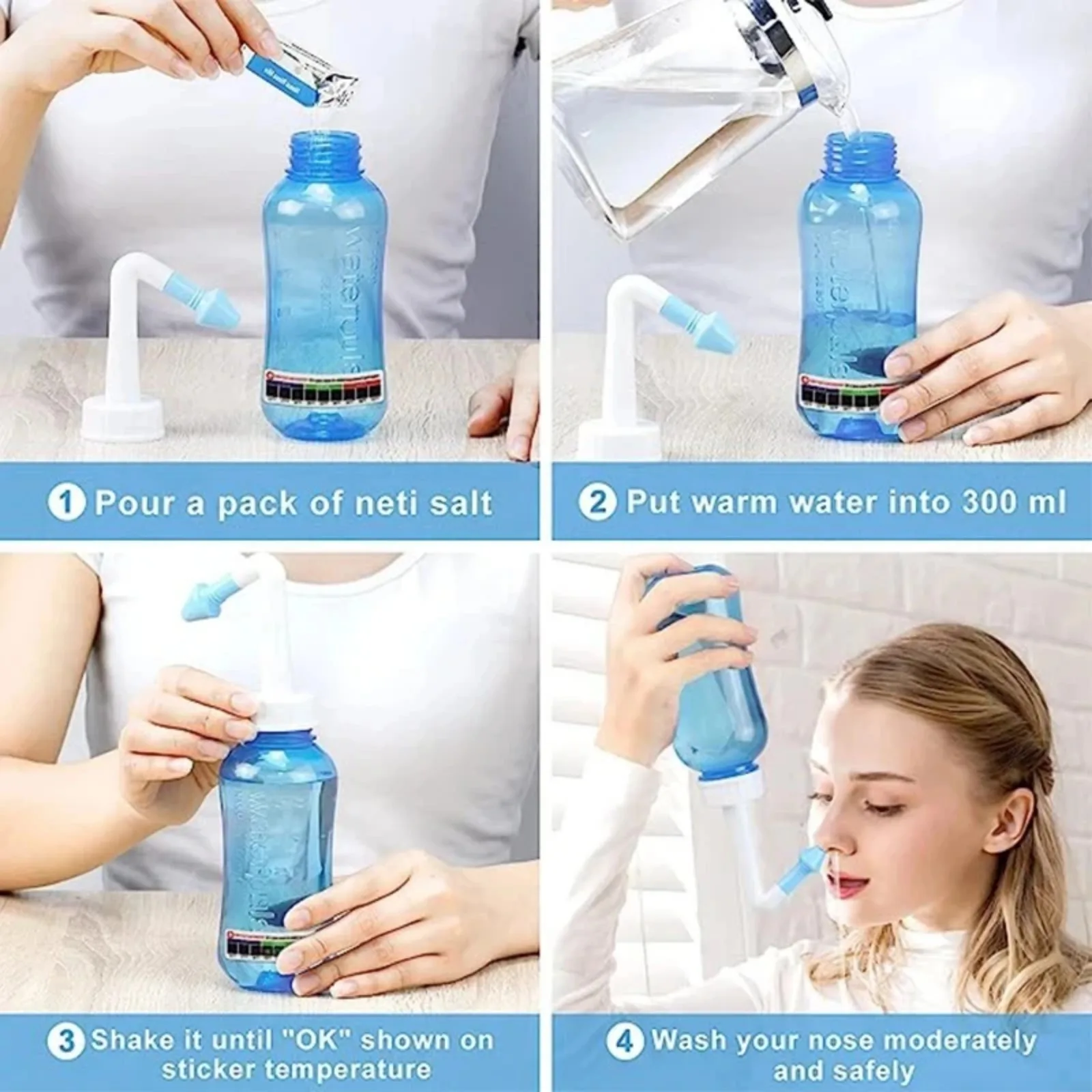 Nasal Irrigator Nasal Rinse Bottle Nasal Wash Cleaner Nose Protector Avoid Allergic Rhinitis Neti 300ml 500ml