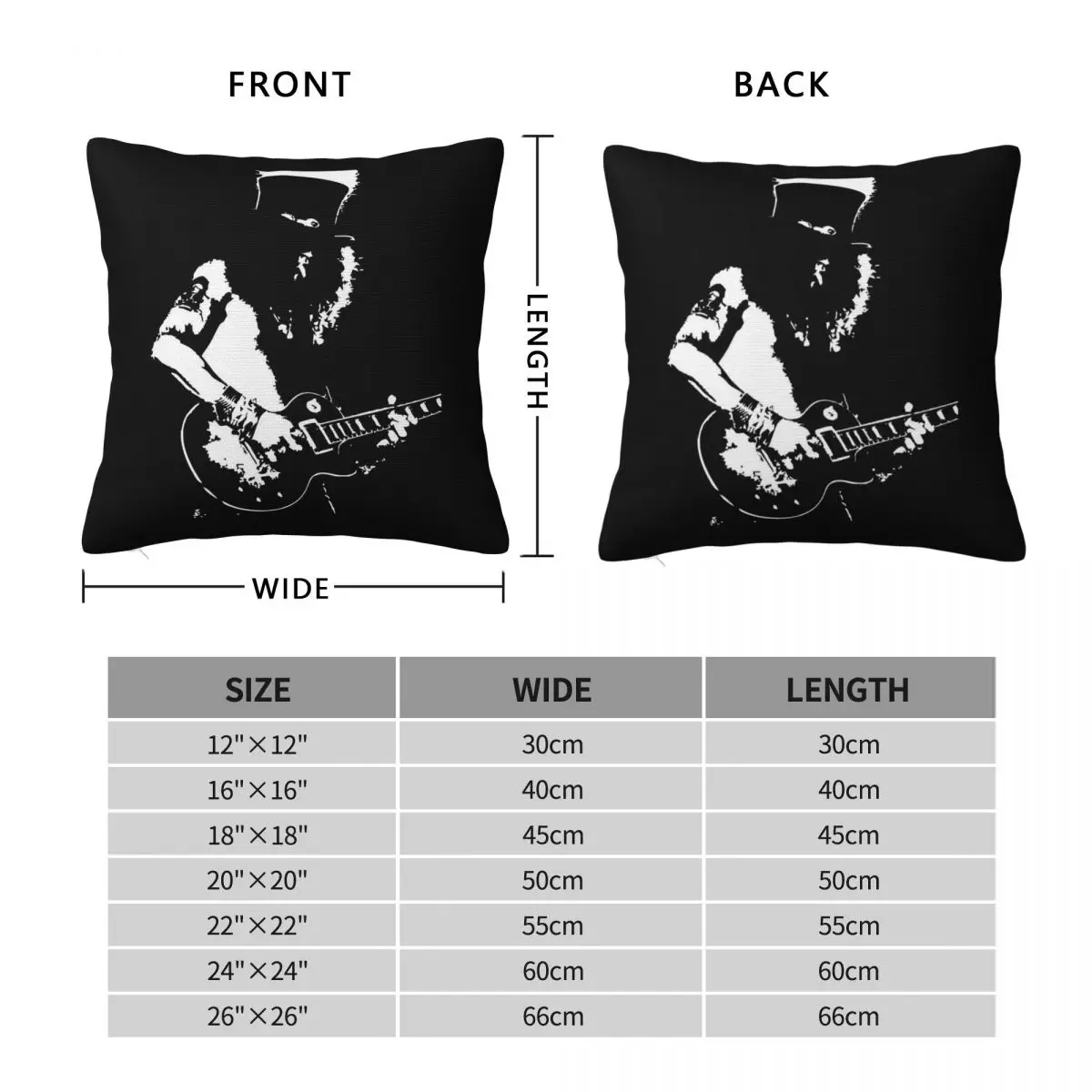 Guns N' Roses Slash Guitarist Square Pillowcase Polyester Linen Velvet Pattern Decorative Throw Pillow Case Home Cushion Cover