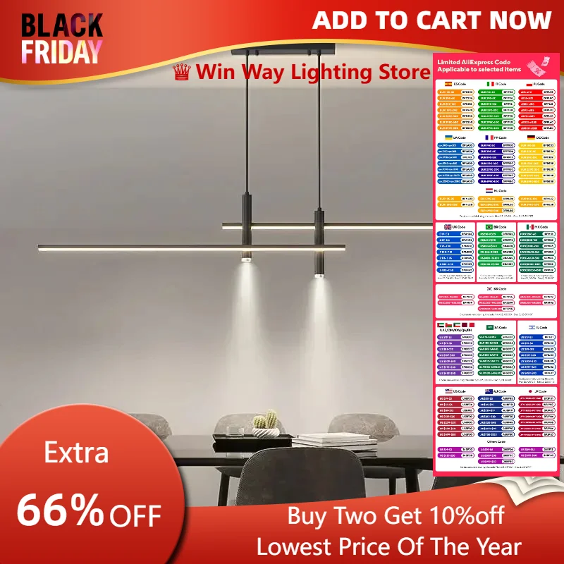 Modern LED Pendant Lamp Kitchen Restaurant Dining Room Chandelier Home Decor Lustre Bedroom Beside Long Strip Hanging Lamp