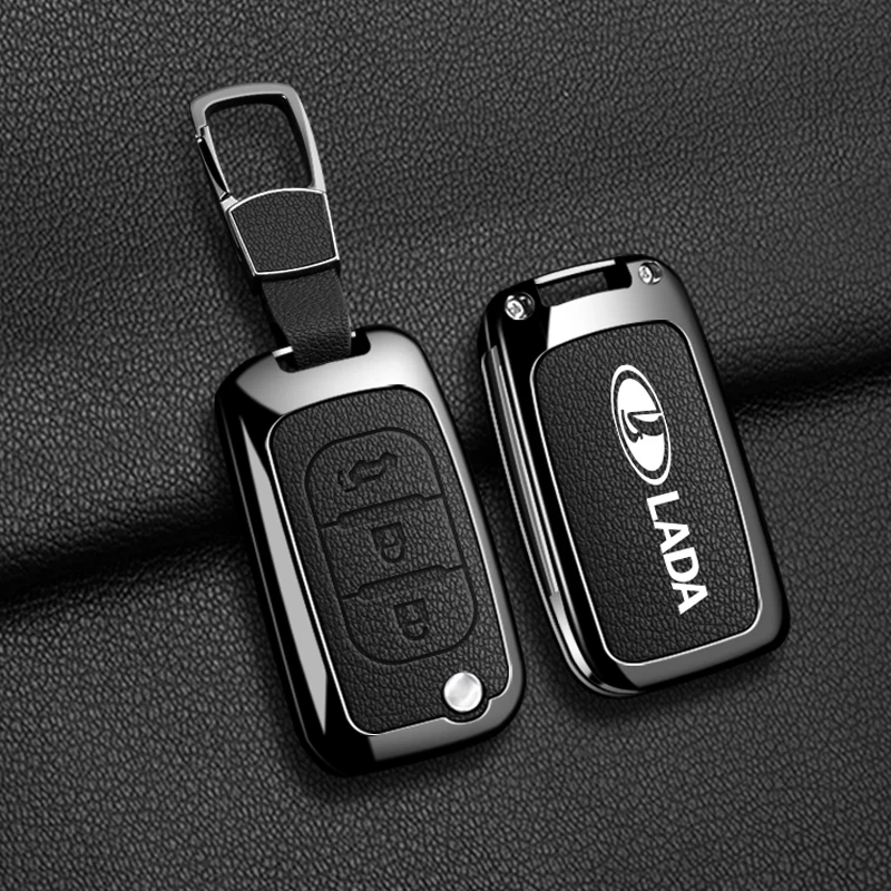 Zinc Alloy Leather Car Key Case Bag For Lada Vesta Niva Samara Kalina Largus Priora Xray Granta  Shell Decoration Accessories