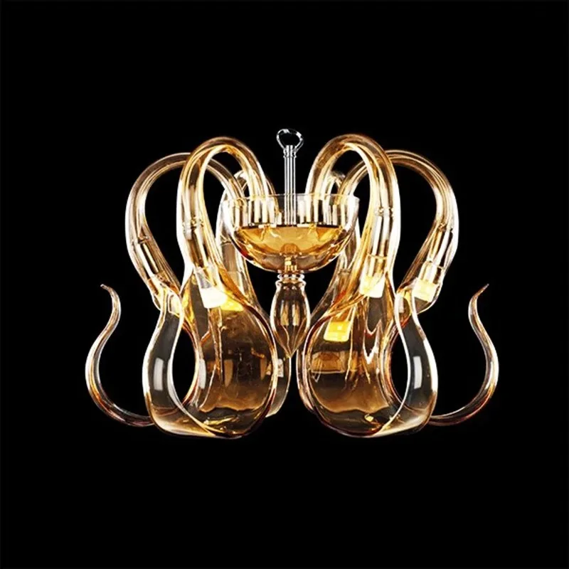 Colorful Flower Art Glass Pendant Light Handmade Luxury Villa Designer Creative Crystal Chandeliers Lamps
