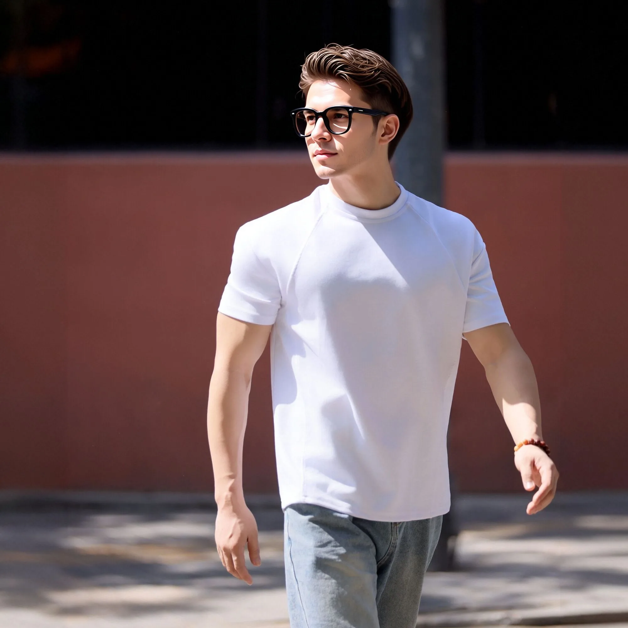 Men's loose sports T-shirt summer round neck short sleeved top outdoor exercise T-shirt casual basic