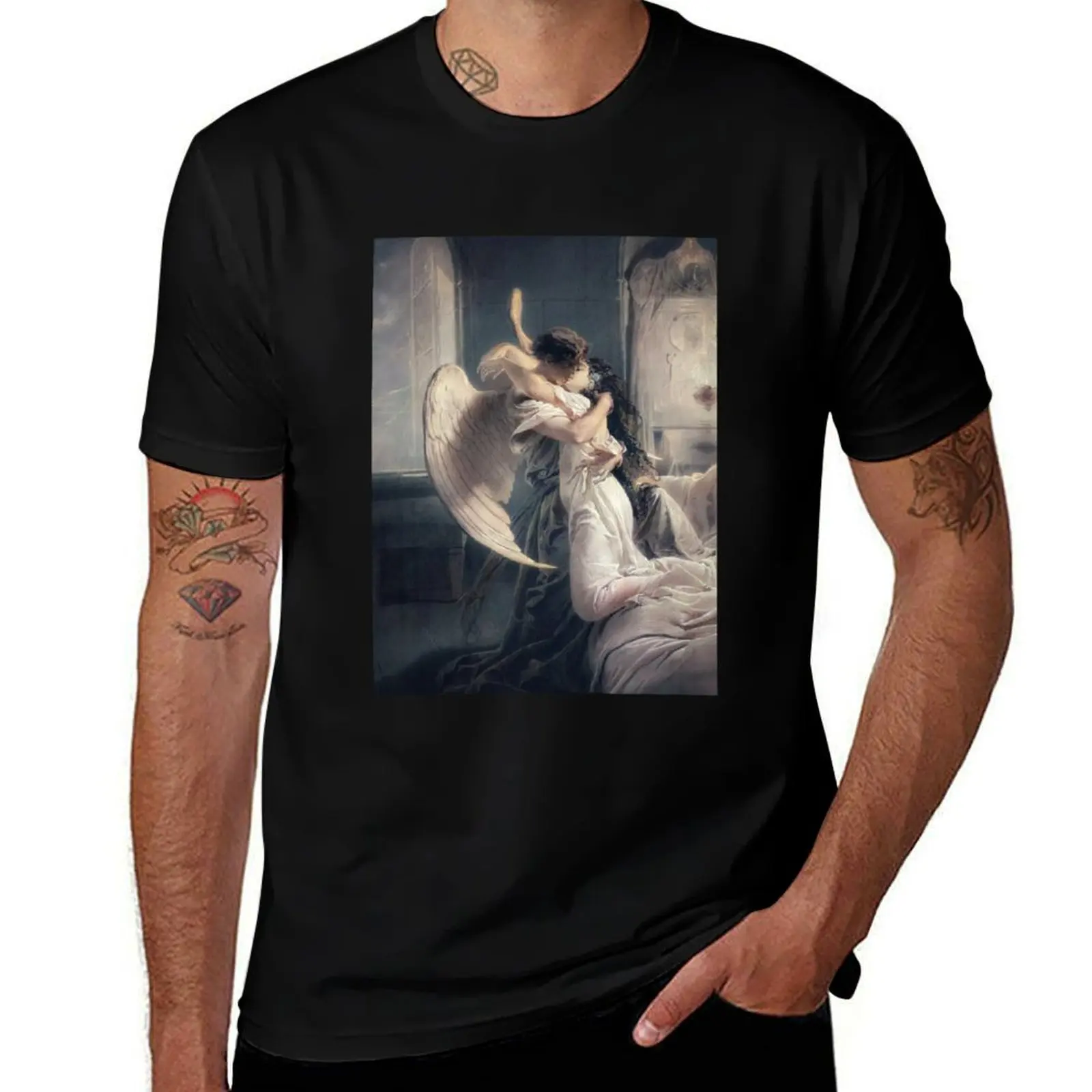 

Mihály Von Zichy - Romantic Encounter (1864) Psyche Cupid T-Shirt anime figures anime shirt mens t shirts pack