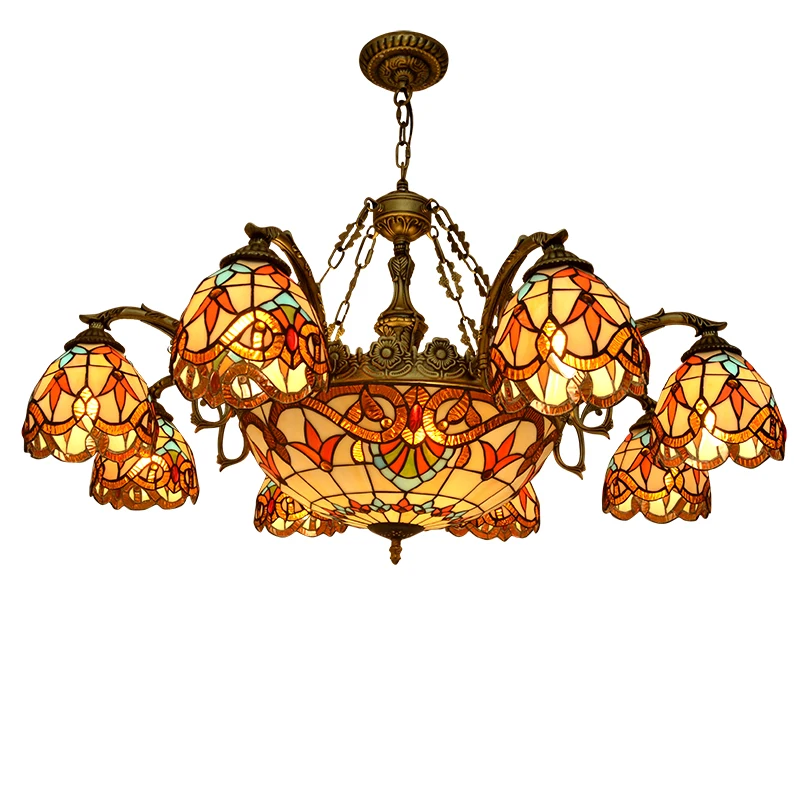 

Retro Nordic glass ceiling lamp imitation living Bedroom Baroque pendant lights warm villa personality lamparas chandelier