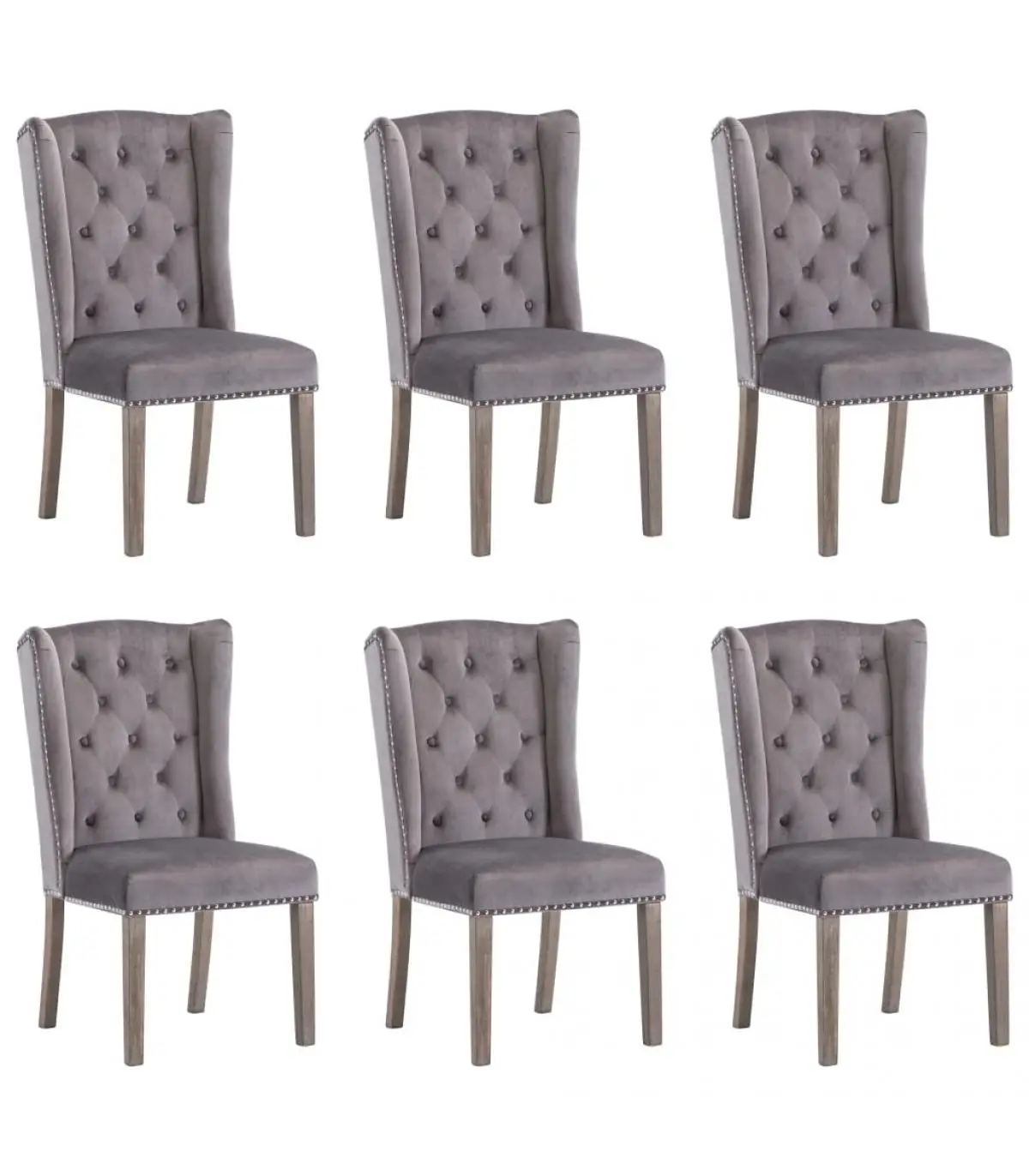 Dining chairs dining chairs 6 units gray velvet