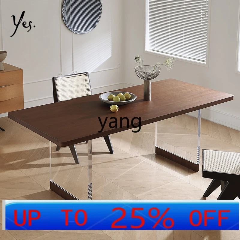 

LMM Solid Wood Long Table Simple Nordic Style Meeting Table Acrylic Floating