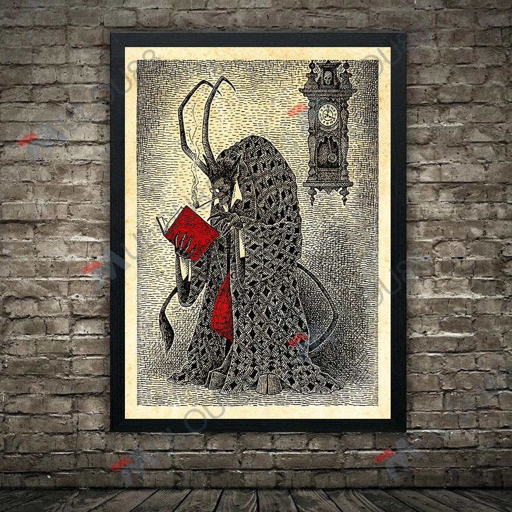 مصاص دماء إيرل والشيطان القلب ، خمر الرسم على لوحات القماش الجدارية ، شبح الغابات والهيكل العظمي الرومانسي ، طباعة ملصق فني تجريدي ، ديكور #6