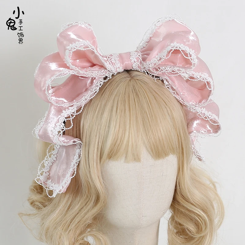 

Handmade Lolita Sweet Lace Big Bow KC Headbands Japanese Doll Lolita Headband Hair Accessories