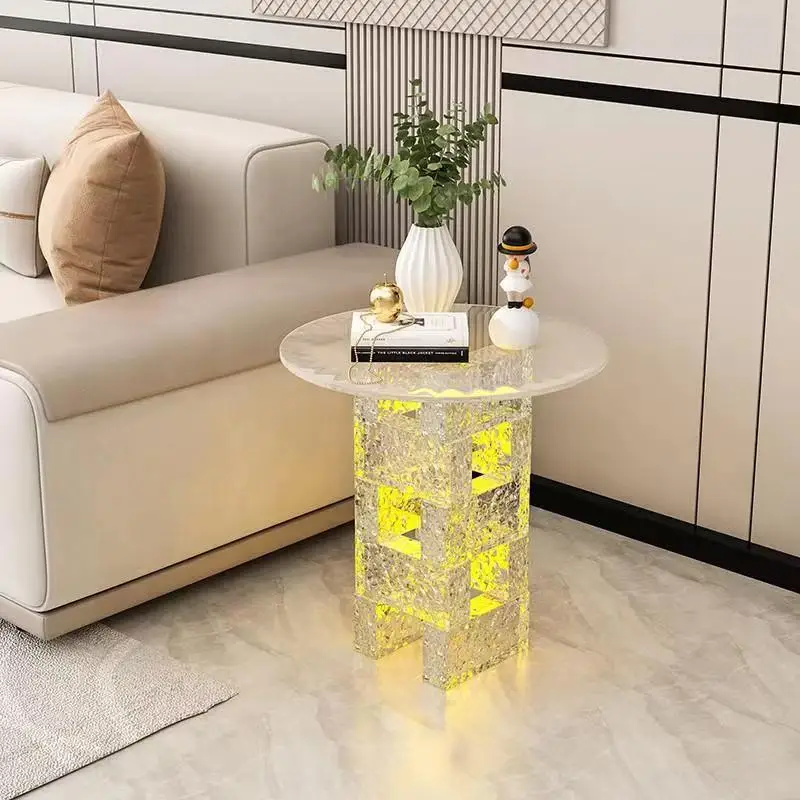 Crystal Brick Coffee Table Nordic Edge Table Acrylic Sofa Corner Table Modern Bedside Table Small Round Table Home Furniture