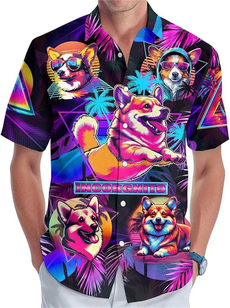 Summer Hot Sale Hawaiian Shirt For Men Women 3d Animal Cartoon Dog Men's T-shirt Beach Oversized Funny Blouse Womens Clothes