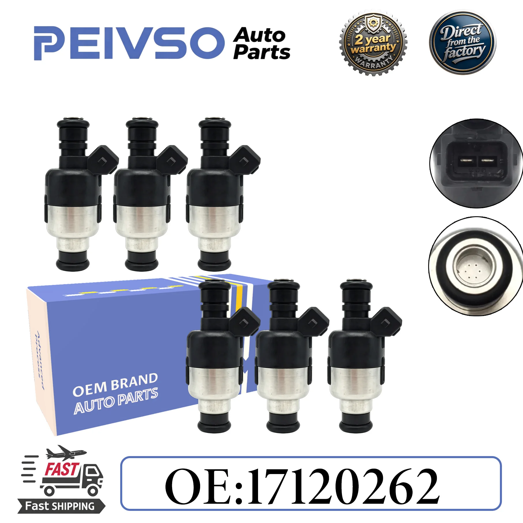 PEIVSO 6PCS Fuel Injectors 17120262 For Chevy Malibu 97-99 Monte CarloBuick Regal 94-96 Century Oldsmobile Achieva 3.1L 3.4L