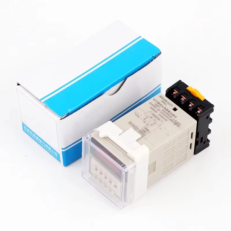 DH48S-S 0.1s-990h AC 110V 220V DC 12V 24V Repeat Cycle SPDT Programmable Timer Time Switch Relay with Socket Base