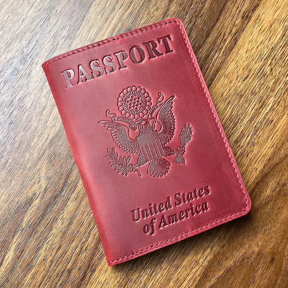 Couverture de Passeport Américain en Cuir group pour Homme, Poudres, Voyage aux États-Unis, 100%