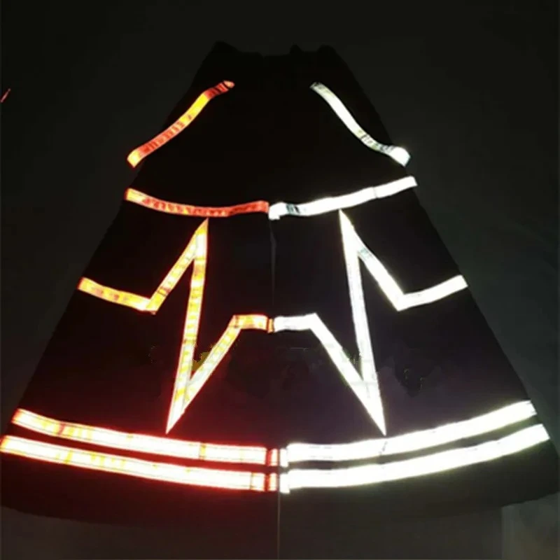 

Ghost Step Dance Pants Walk Fluorescent Reflective Shuffle Bell-bottoms Luminous Pants Women Men Dancing Trousers 2025 NEW