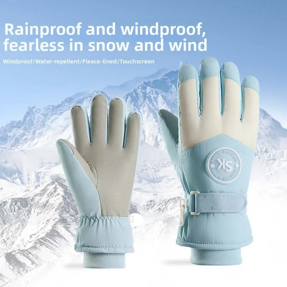 옥스포드 천 플러시 두꺼운 장갑 부드러운 산호 양털 유니섹스 방풍 장갑 PU 미끄럼 방지 스키 방한 장갑 가을
