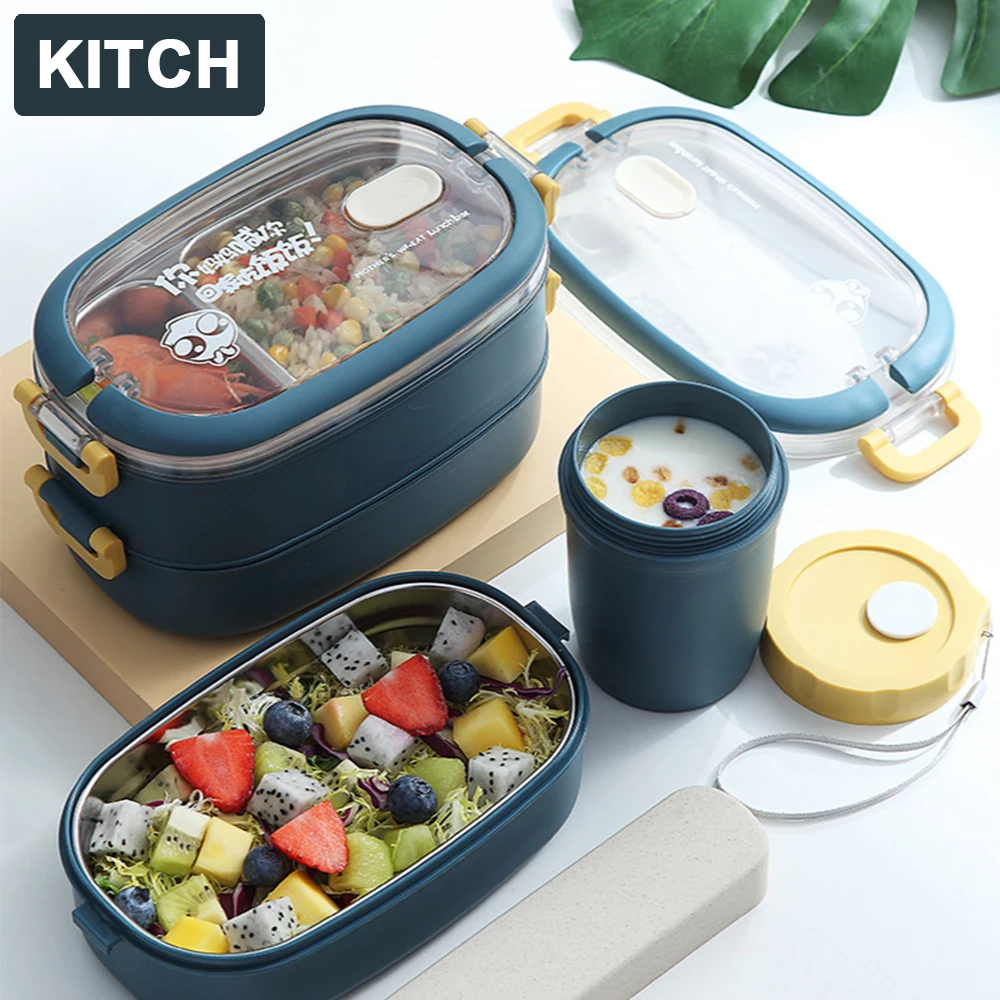 

Multi-Layer Lunch Box Bento 304 Stainless Steel Thermal Breakfast Portable Outdoor Food Storage Tableware for Kid Student Office