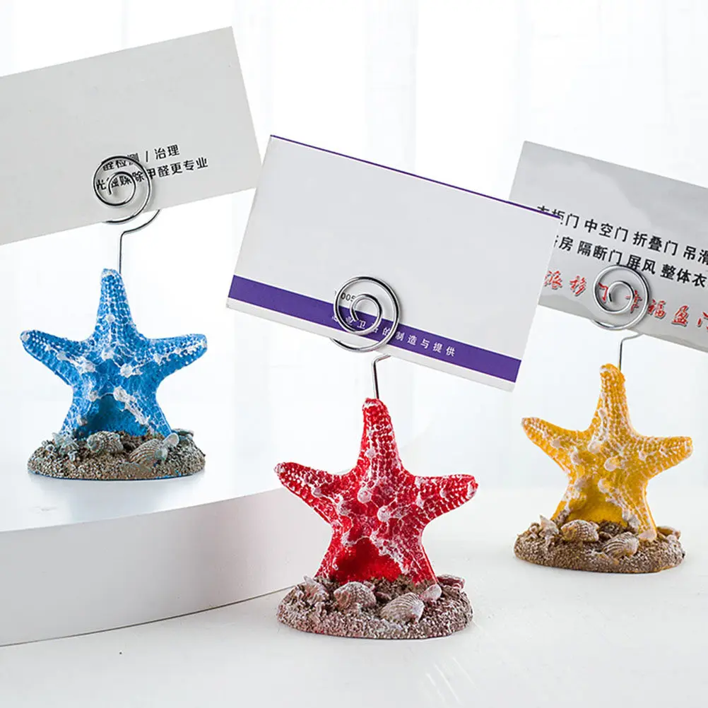 

Набор из 2-х держателей для заметок в форме морской звезды, креативный настольный держатель для заметок для офиса, дома, свадебных сувениров, меню, фотографий, многофункциональный настольный органайзер