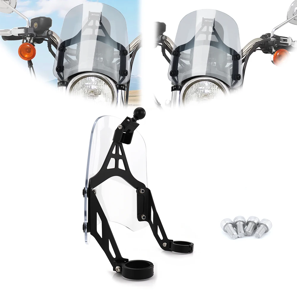 

For Harley Sportster 883 XL883 1200 Custom XL1200 Low 2004-2019 Motorbike Windscreen Windshield Deflector GPS Navigation Bracket