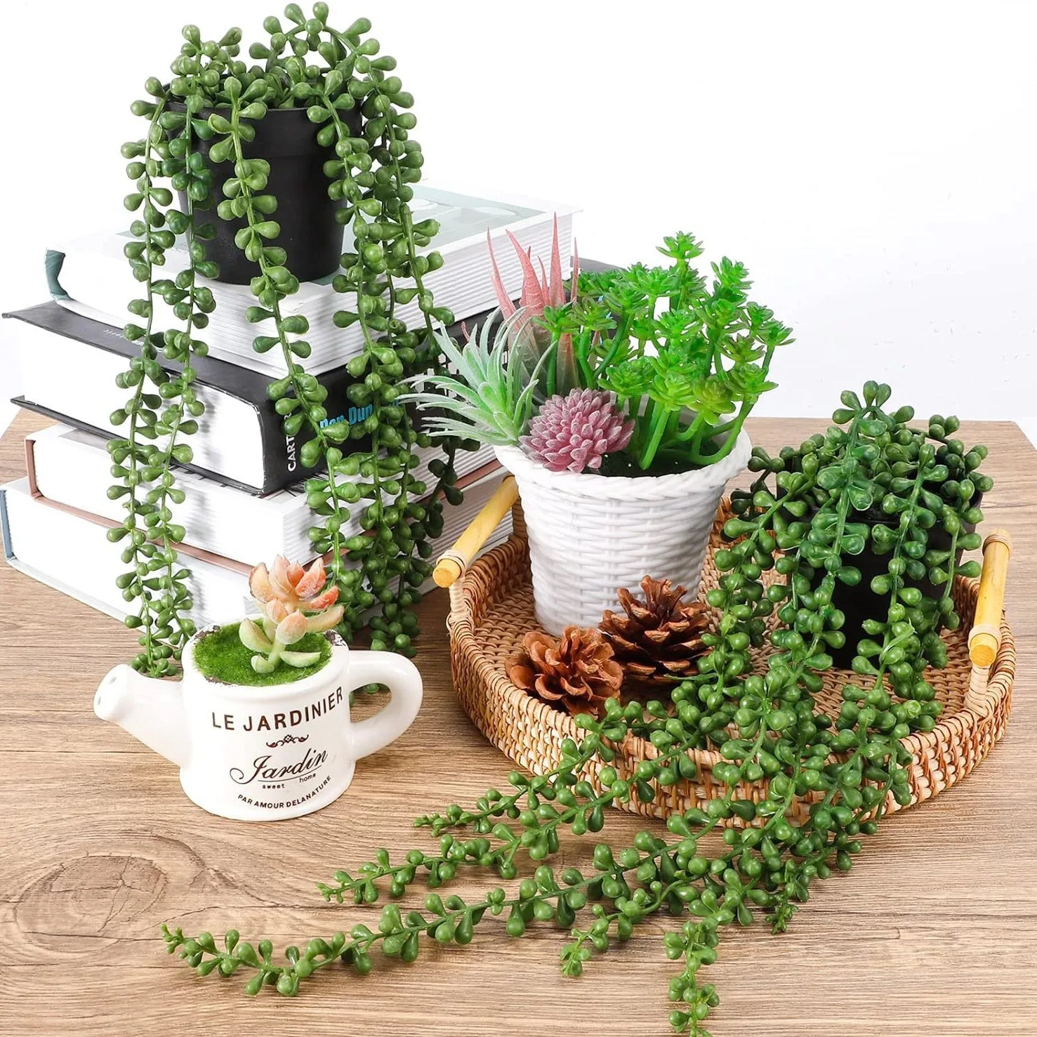 

Artificial hanging potted plants succulent and clear tears living room landscaping decoration fake plants simulated green plants