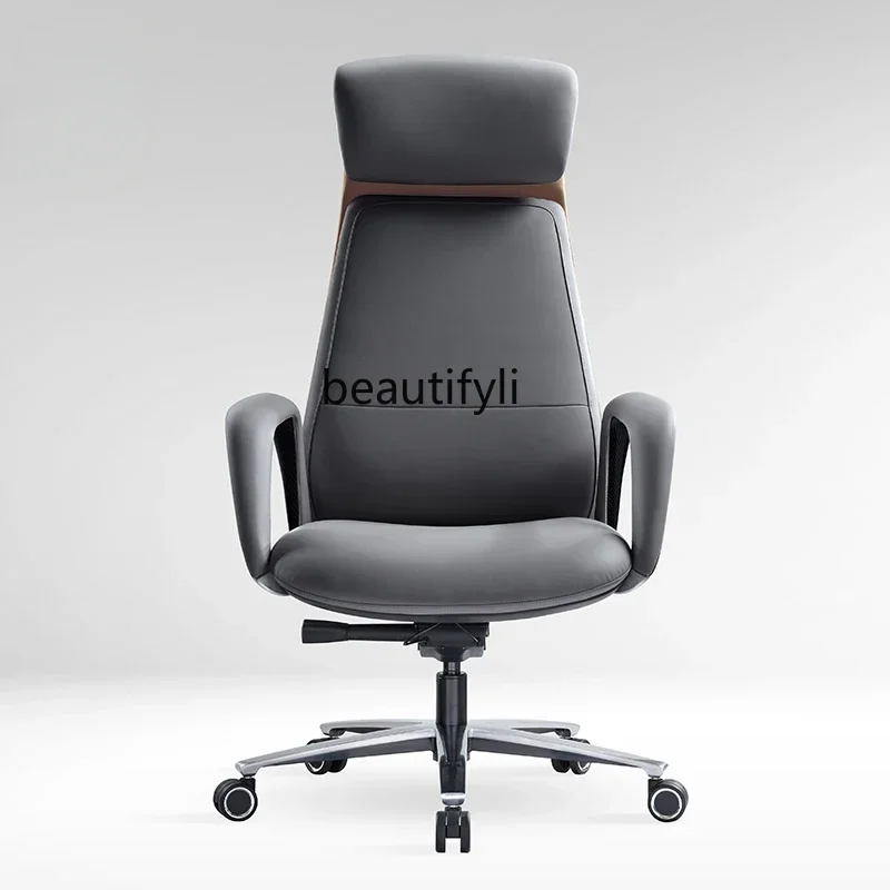 

C Light Luxury Boss Leather Office Chair President's Office Large Class Sedentary Comfortable Business Computer Chair