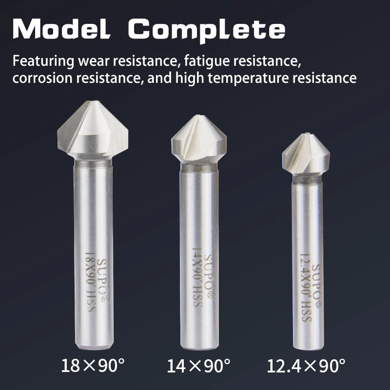 High-Speed Steel Straight-Shank Triple-Edge/Single-Edge 90-Degree Chamfering Bit Countersink Screw Deburring Srill 1/5/10Pcs