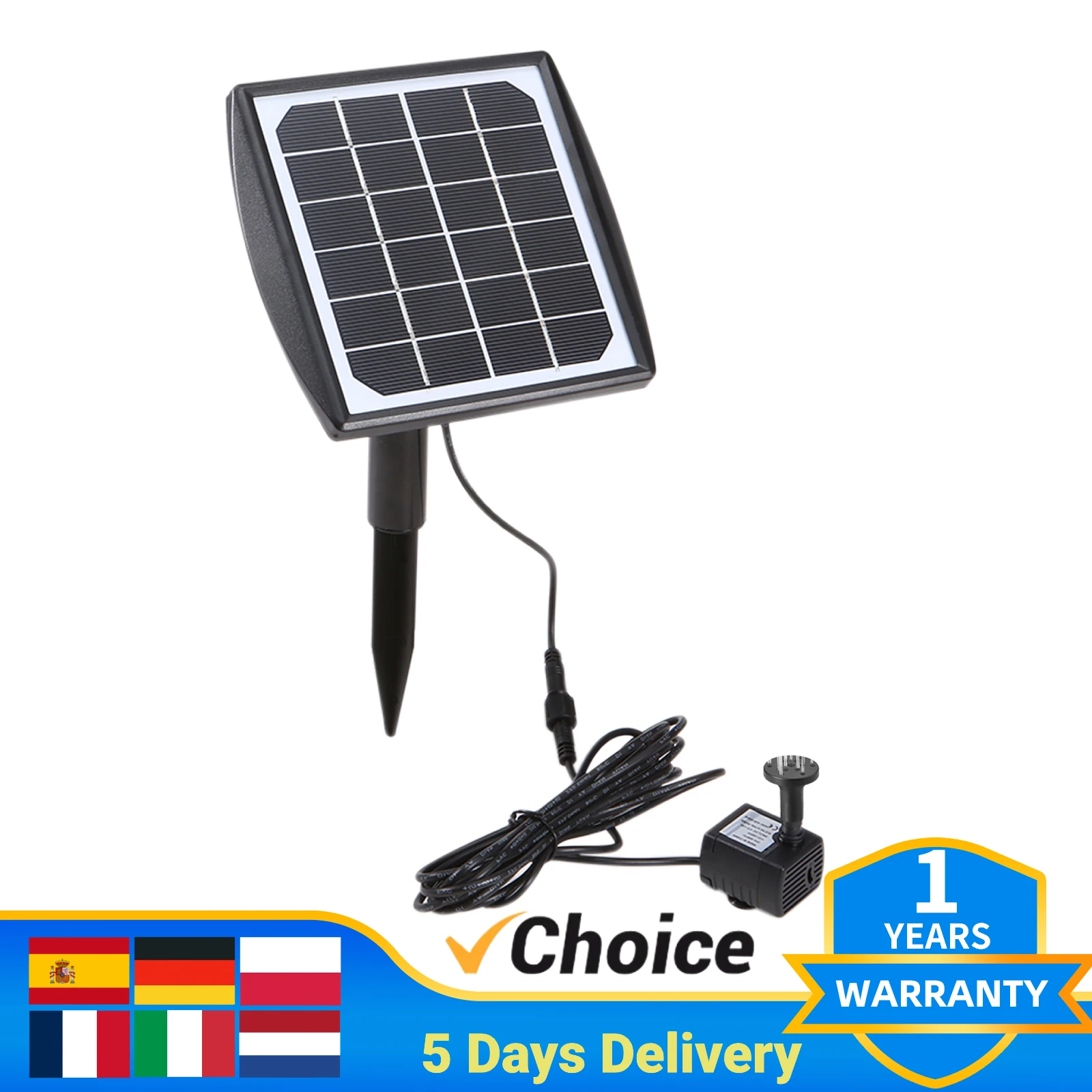 Solar Powered Fountain Pump Solar Water Pump Adjustable Solar Panel DIY Fountain Pump Outdoor Water for Fish Tank Garden