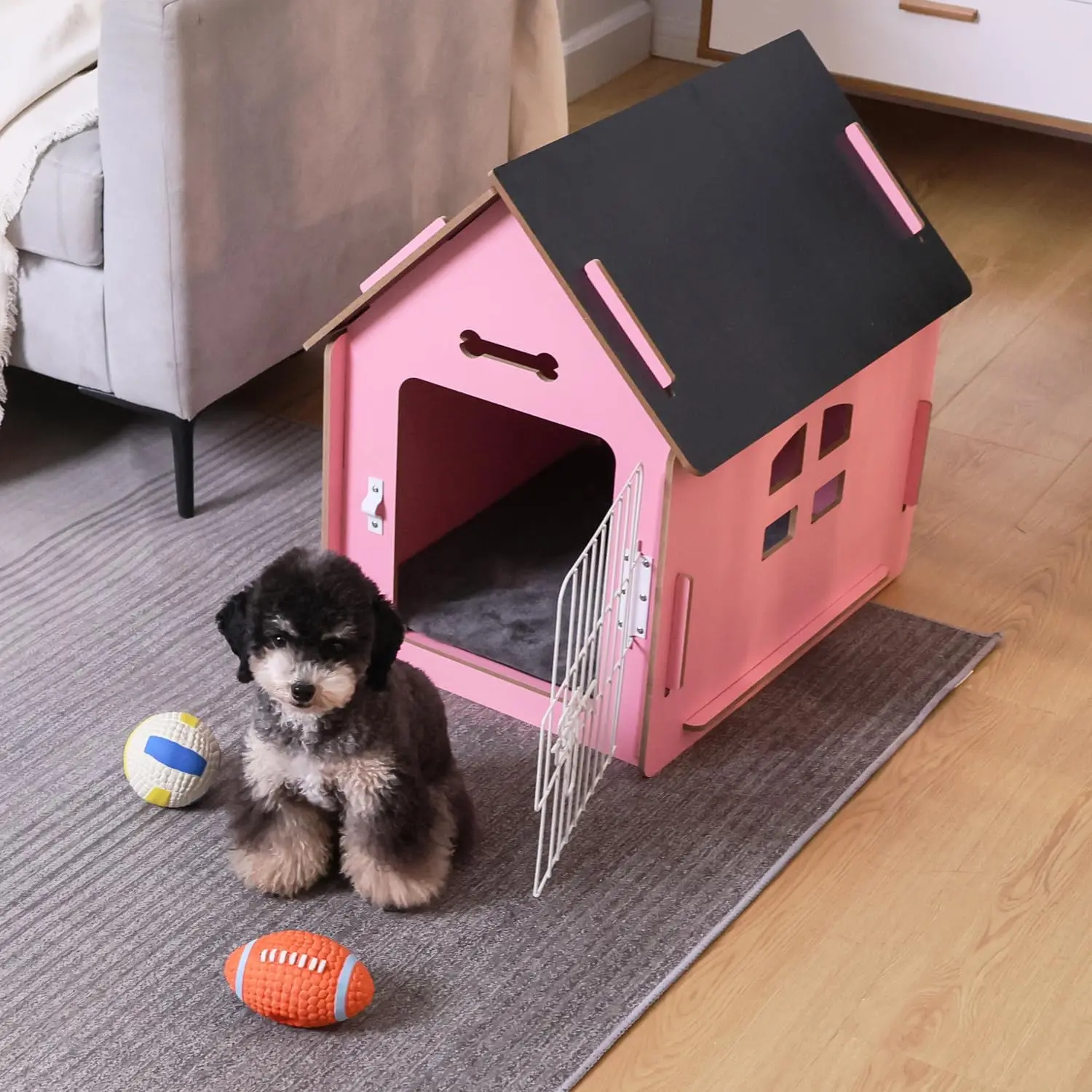 

Dog House Indoor for Small Dogs or Cats, Cozy Wooden Design, Small Indoor Bed House, with Air Vents