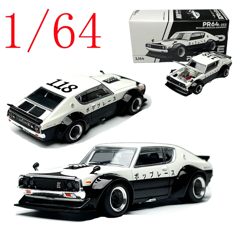 

POPRACE Diecast 1/64 Scale Nissan SKYLINE GT-R KPGC110 Car Model Alloy Nissan SKYLINE GT-R Toy Car Model Collectible Display